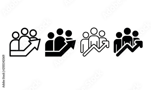 Bild auf Leinwand Four people icons showing boarding and disembarking from bus and train