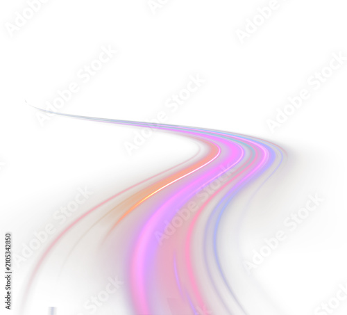 Futuristic blue lines flow forward. Neon waves create motion depth. Abstract speed illustration concept.