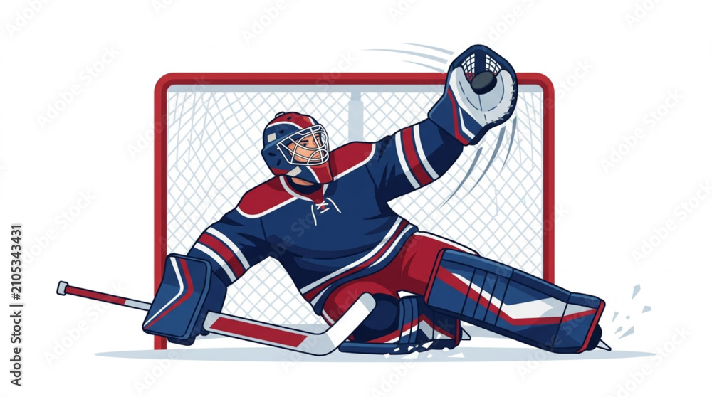 Obraz premium Dynamic Ice Hockey Goaltender Glove Save Vector Illustration