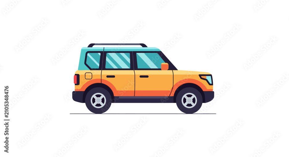 Obraz premium Orange SUV Vehicle Side View Profile.