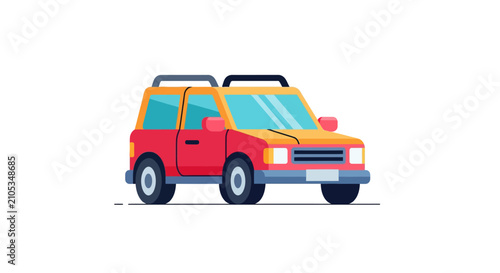 Red and yellow cartoon car vehicle.
