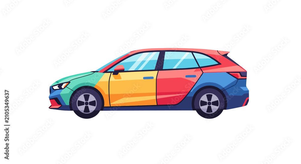 Obraz premium Multicolor Car Side View Profile.