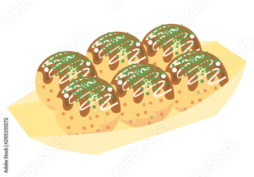 Bild auf Leinwand 美味しそうなタコ焼きイラスト01