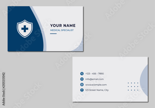 Fotografía Healthcare Contact Card Template Featuring Asymmetrical Curved Side Shape and Sh
