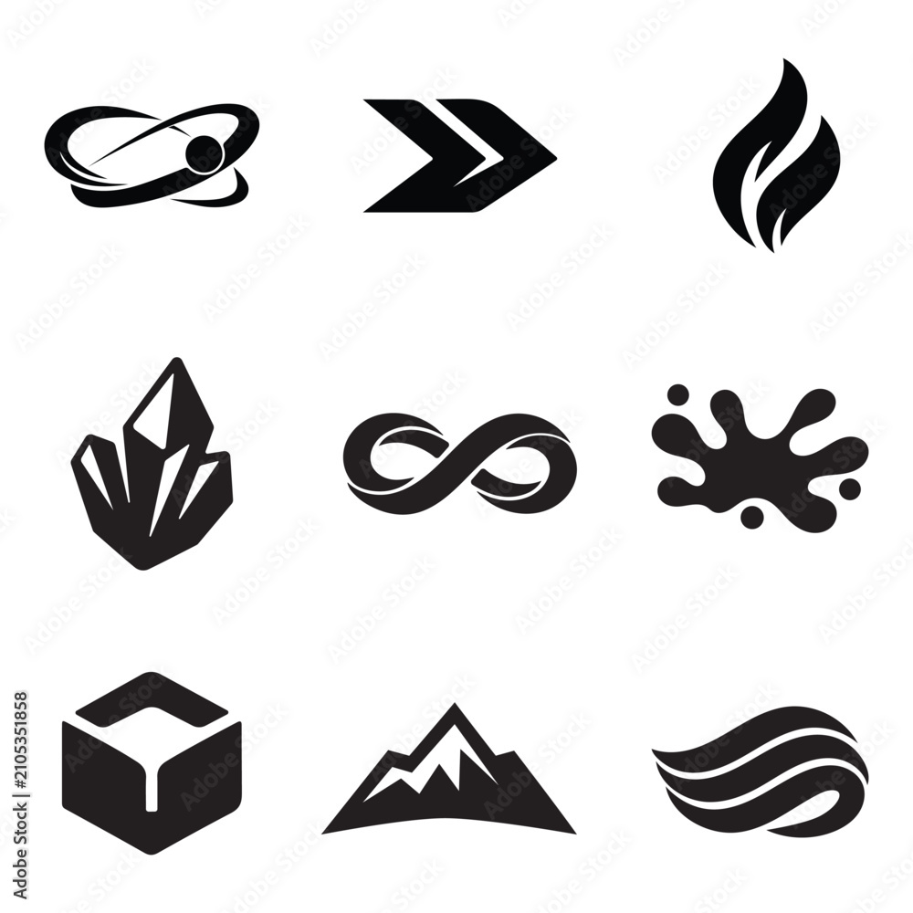 Fototapeta premium Modern Abstract Logo Icons Collection | Minimal Geometric Vector Symbol Set
