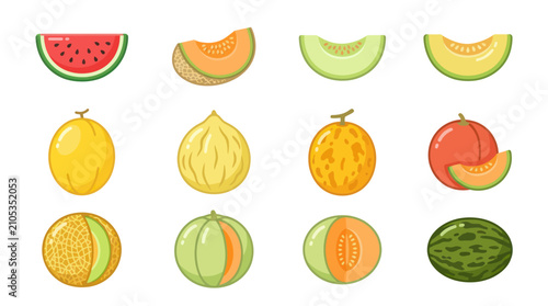 Принти на полотні Assorted melons and watermelon slices collection