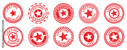 Konstfotografi Warranty stamp collection featuring lifetime quality guarantee seals for custome