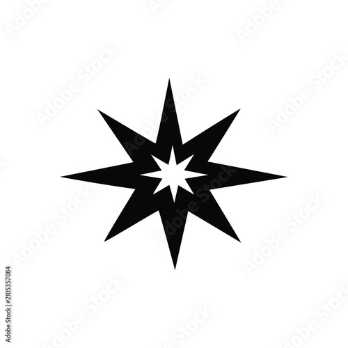 Abstract Compass Star Logo Icon – Minimal Geometric Navigation Direction Symbol Vector