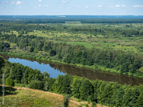 the beauty of the Russian land. The nature of the native land.The forest is a river on a summer day.