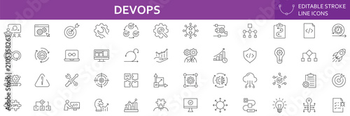 Canvastavla Devops line icon set