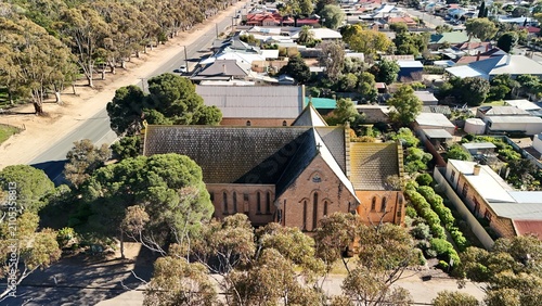 Bild auf Leinwand St Peter's Anglican Church, Moonta, Yorke Peninsula, South Australia – 4K aerial