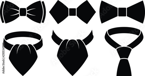Konstfotografi Bow Tie Necktie and Ascot Tie Silhouette Collection with Formal Fashion Accessor
