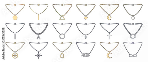 Foto Collection of Delicate Pendant Necklaces with Geometric and Symbolic Charms
