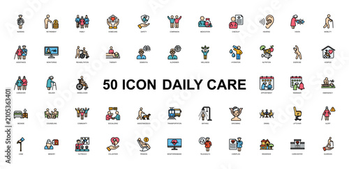 Slika na platnu 50 ICON ELDERLY CARE  FLAT COLOR