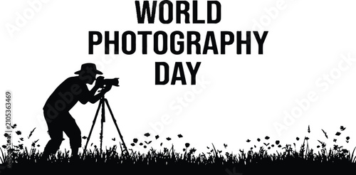 Cuadro en lienzo World photography day illustration photographer with camera on tripod in field a