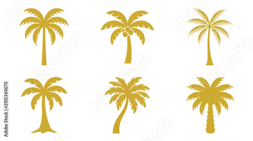 Konstfotografi Golden palm tree silhouettes collection