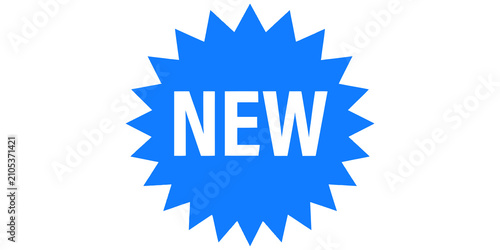 Blue starburst tag with new text isolated on transparent background
