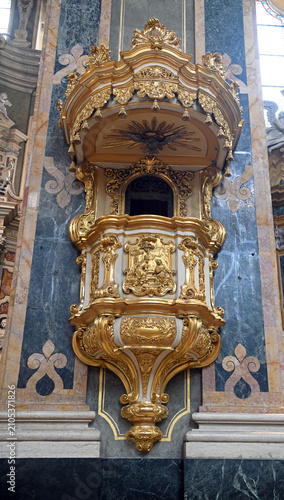 The interior of the Cathedral in Bressanone, Alto Adige, Italy, currently features a predominantly Baroque style following the reconstruction that took place in the 18th century