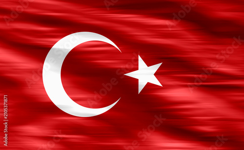 Waving flag of Turkish - Flag of Turkish - 3D illustration