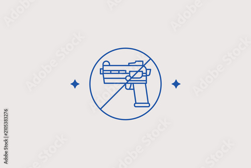 Quadro em tela Crossed gun forbidden sign line icon for anti war organization