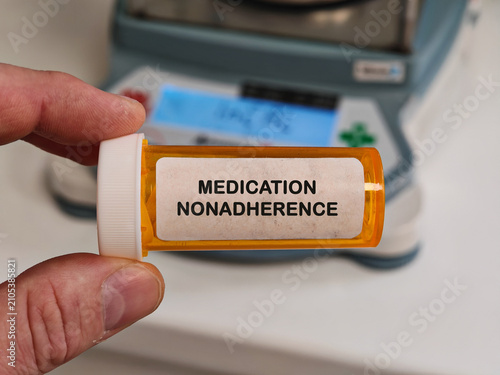 Bild auf Leinwand MEDICATION NONADHERENCE medication safety topic for errors misuse adverse effect
