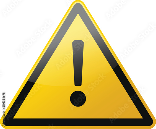 Warning sign gradient shine vector illustration, modern glossy caution symbol design template setpro
