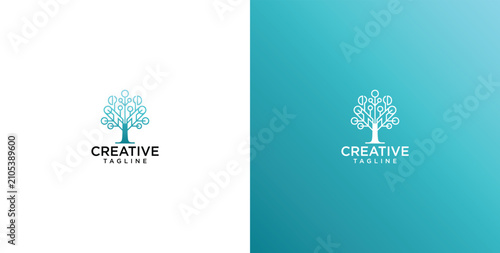 Elegant Abstract Tree Logo Design with Geometric Leaf Pattern, Symbolizing Growth, Connection, and Sustainable Innovation for Modern Brands and Creative Businesses