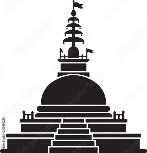 Canvas Print Buddhist Temple Silhouette Icon