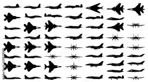 Fotografía Silhouettes of various aircraft types.