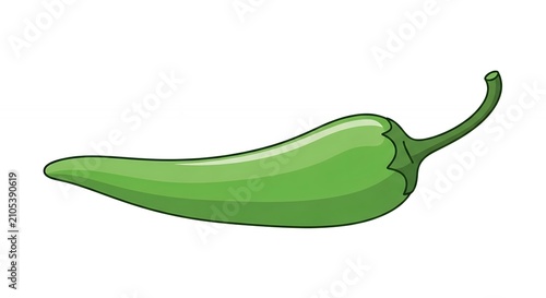 Healthy Organic Green Hot Chili Pepper Graphic for Spicy Cooking Recipes and Kitchen Design Elements