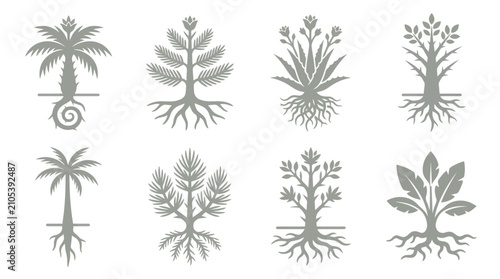Fotografie Stylized plant and tree icons
