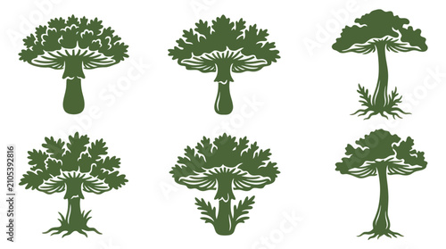 Stylized mushroom tree icons