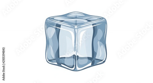 Realistic Transparent Ice Cube Illustration Isolated on White Background for Cool Refreshing Drink Concepts