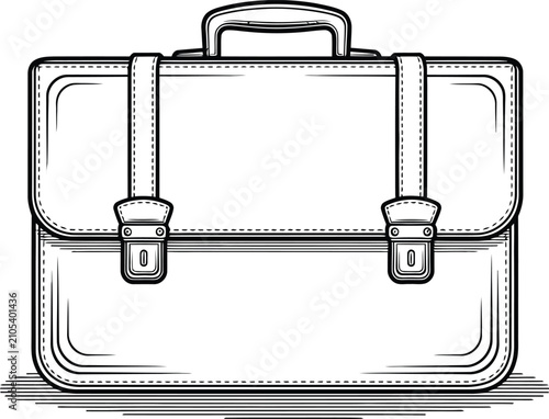Vintage Leather Briefcase Drawing with Classic Design and Metal Clasps