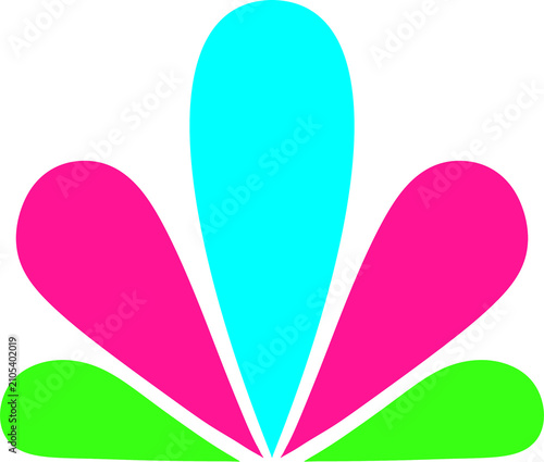 Vibrant neon flower petals vector graphic, colorful abstract floral element isolated on transparent background