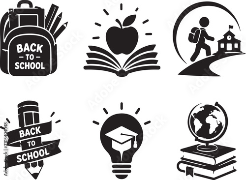 Back to School Education Logo Icon Collection Vector Set