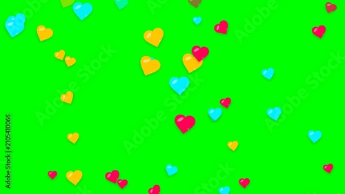 Floating Heart Shape Animation on Green Screen Footage