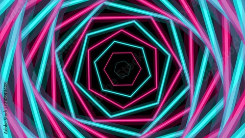 Neon Hexagon Tunnel Loop Hypnotic Background Animation Seamless Cycle