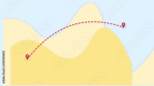 Location Pin Journey Animation over Abstract Mountains