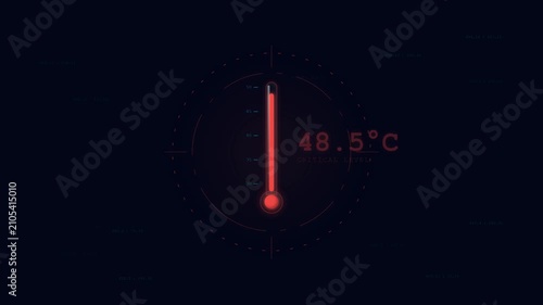 Digital Thermometer Rising Temperature to Critical Level Data Display