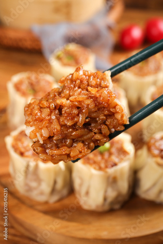 Handmade Glutinous Rice Rolls with Shiitake Mushroom and Pork - Traditional Asian Dim Sum Two Flavors