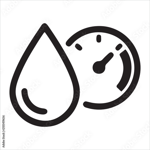 Bild auf Leinwand Humidity Control Line Icon Vector, Water Drop and Gauge Climate Symbol EPS 10