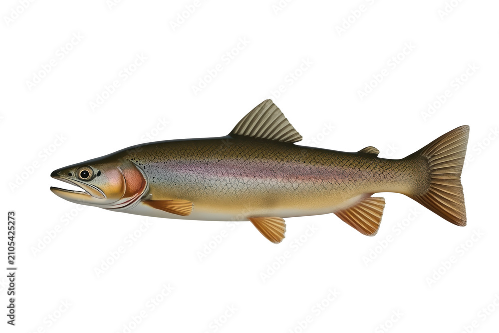 Obraz premium Rainbow trout swimming, freshwater fish species, salmonid angler's catch, river ecosystem creature, aquatic illustration, transparent background