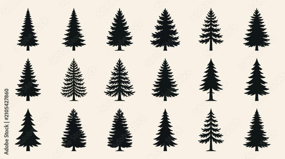 Fototapeta premium Colorful pixelated tree silhouettes