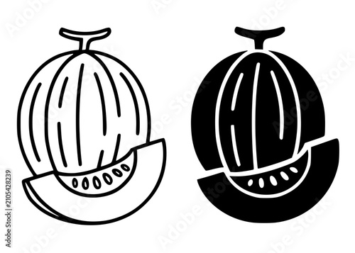 Schilderij op canvas Minimalist melon icon in outline and solid (filled) style for UI UX app design