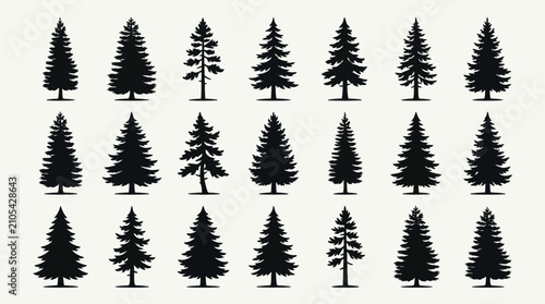 Photos Colorful pixelated tree silhouettes grid