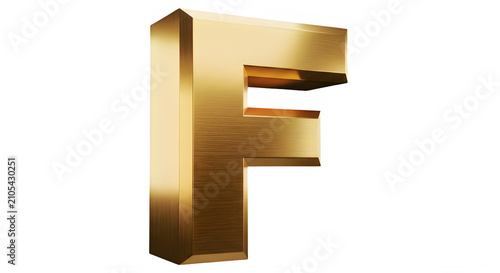 Large gold metallic letter E with brushed texture and shiny effect transparent background