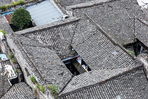 фотографія Traditional Chinese Tile Roofs, Linhai Ancient Town Street View