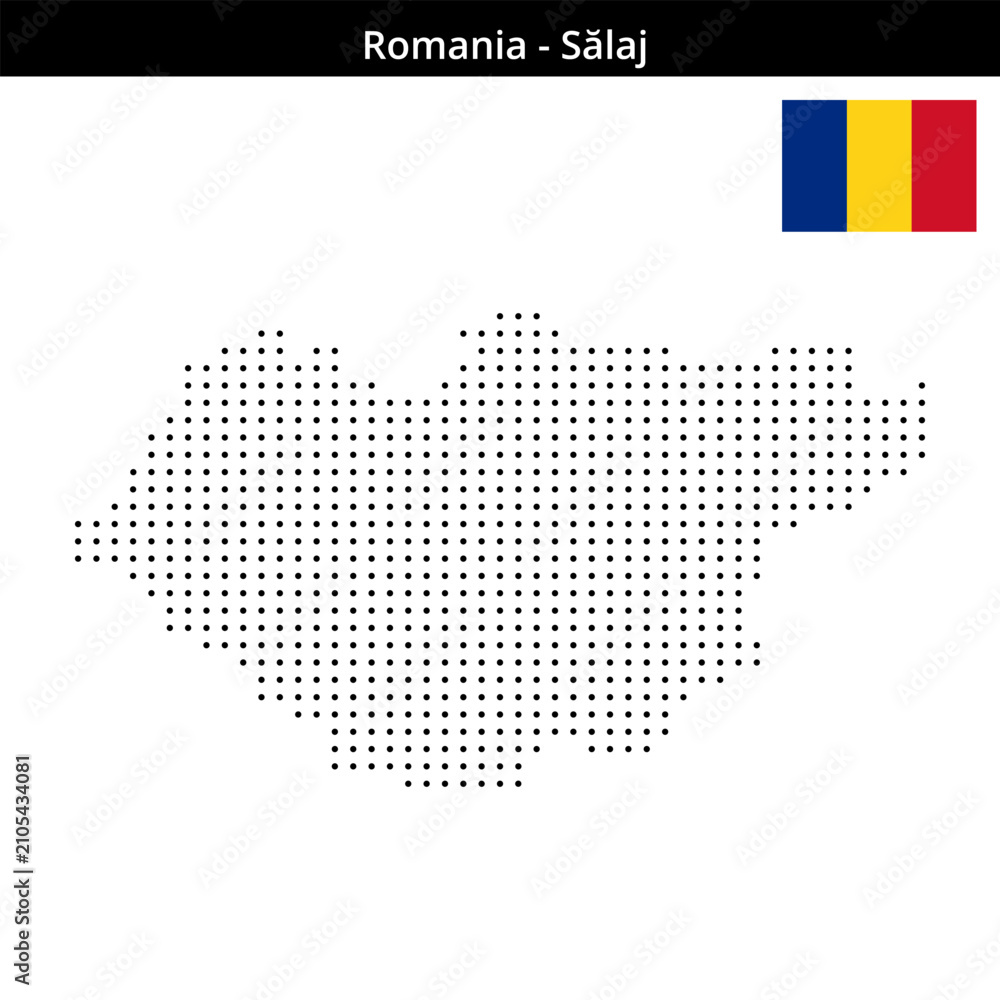 Fototapeta premium Map of Romania region Sălaj in small size dots