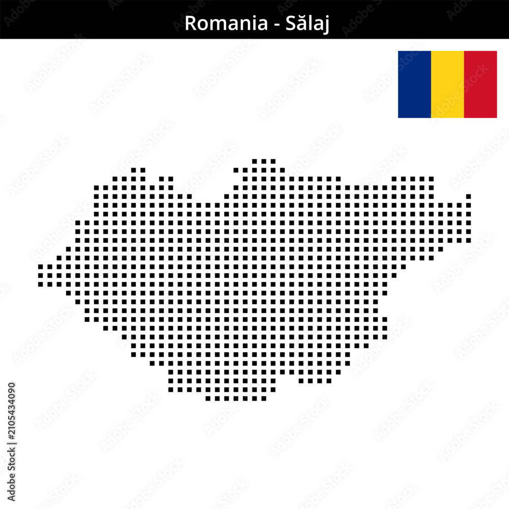 Obraz premium Map of Romania region Sălaj in medium size square dots
